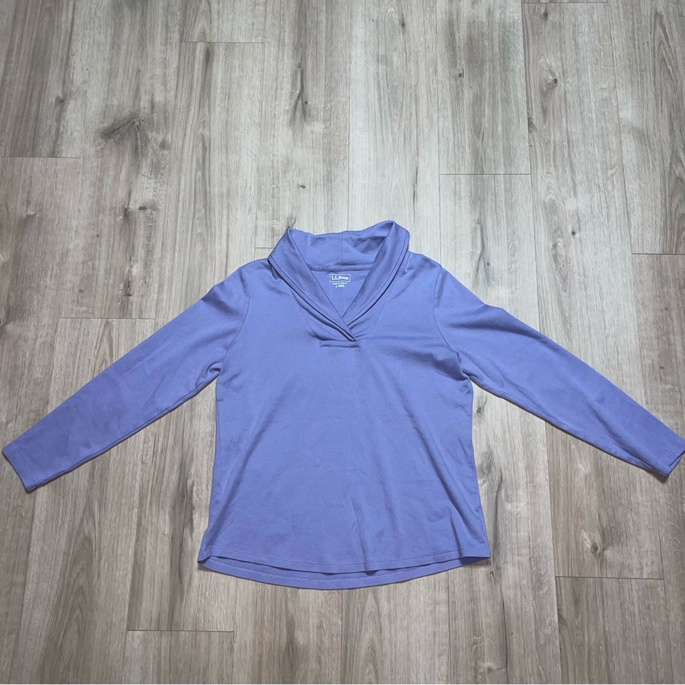 L.L. Bean 100% Cotton Lavender Long Sleeve Top Women’s Size Large